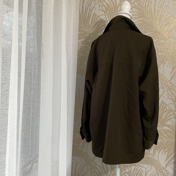 Lord & Taylor Womens Wool Blazer Dark Olive Green Relaxed Oversized Jacket 8 - Picture 5 of 11